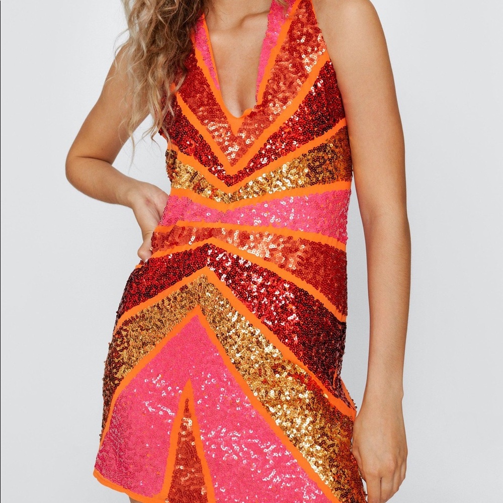 Nasty Gal Colorblock Sequin Mini Dress